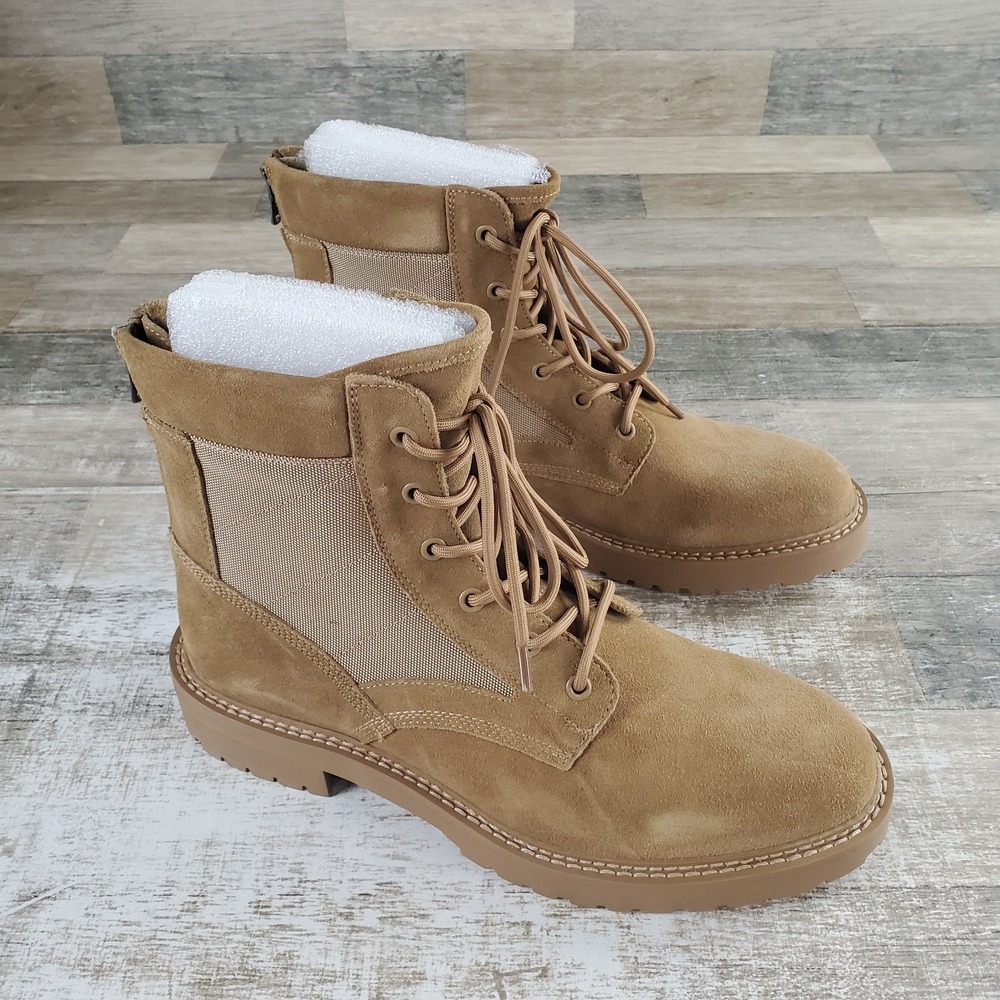 Saint Morta‎ Legion Mens Ankle Boots Sz 9 Camel Suede Lace Up Round Toe Zip Lace